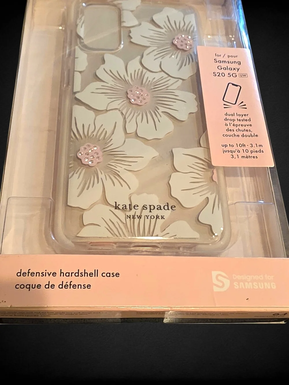 Kate Spade Galaxy S20 Case NWT Floral Clear Defensive Hardshell Rhinestone